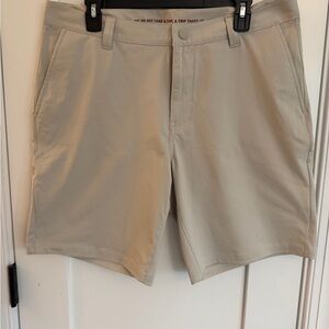 RHONE Commuter Light Tan Flat Front Shorts 34